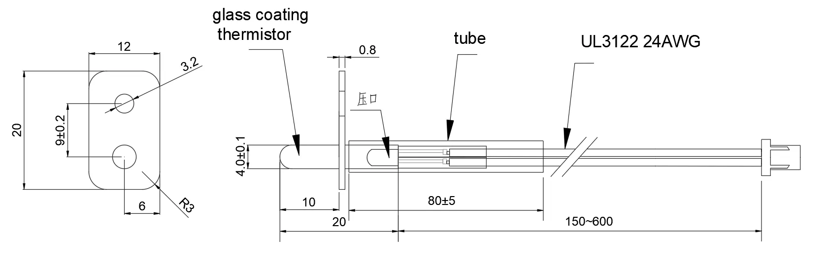 structure of Induction Cooker Electric Oven NTC Temperature Sensor